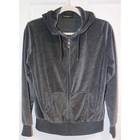 Women’s Grey Velour Tracksuit - Picture 2 of 9